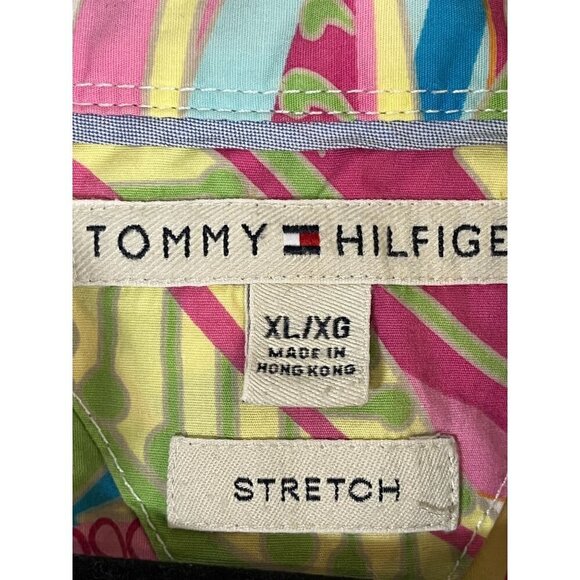 Tommy Hilfiger Top Women XL Pink Floral Tropical Summer Boho Western Retro 80s - Picture 2 of 10